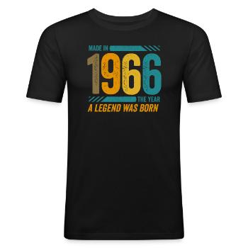 Hergestellt im Jahr 1966, dem Jahr, in dem eine Legende geboren wurde - Männer Slim Fit T-Shirt - Schwarz - Vorne - Nik (191cm)