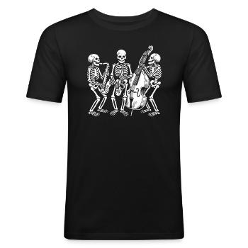 Skeletons Jazz Band - Männer Slim Fit T-Shirt - Schwarz - Vorne - Nik (191cm)