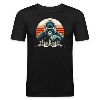 monkey plays chess - Men's Slim Fit T-Shirt - black - Front - Nik (191cm)