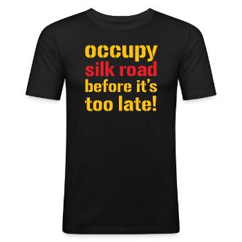 Occupy Silk Road - Men's Slim Fit T-Shirt - black - Front - Nik (191cm)