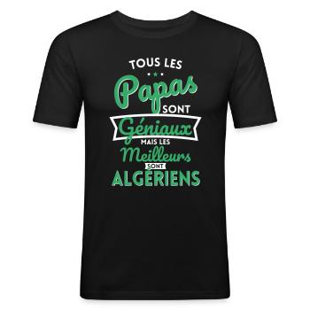 Papas géniaux mais les meilleurs sont Algériens - T-shirt près du corps Homme - noir - Devant - Nik (191cm)