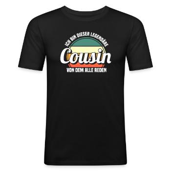 Cousin - Männer Slim Fit T-Shirt - Schwarz - Vorne - Nik (191cm)