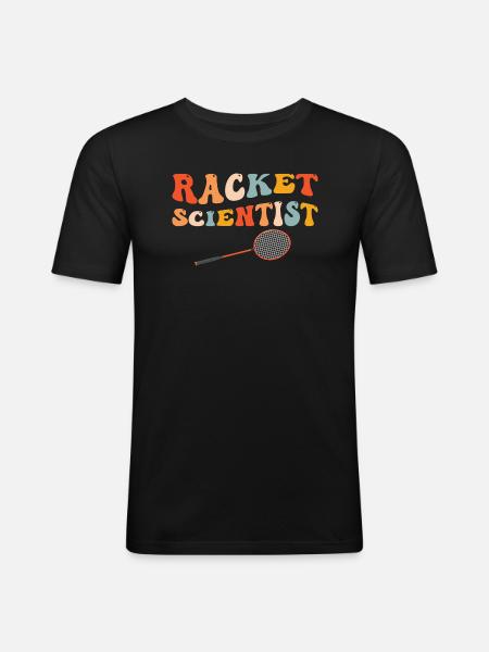 Funny Badminton Scientific Racket Player - Men's Slim Fit T-Shirt - black