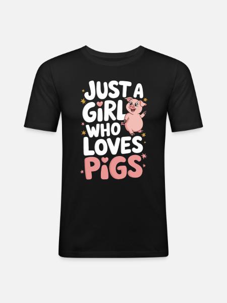 Pig Animal - Men's Slim Fit T-Shirt - black