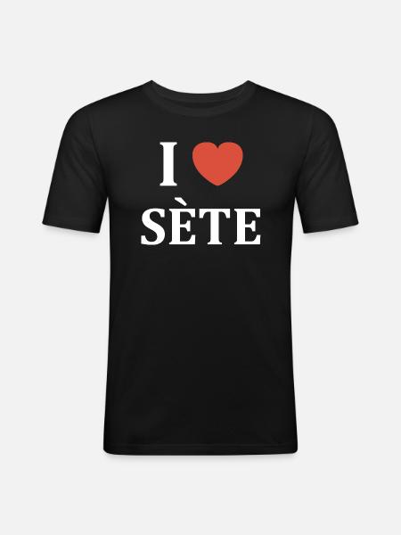 i love Sète - T-shirt près du corps Homme - noir