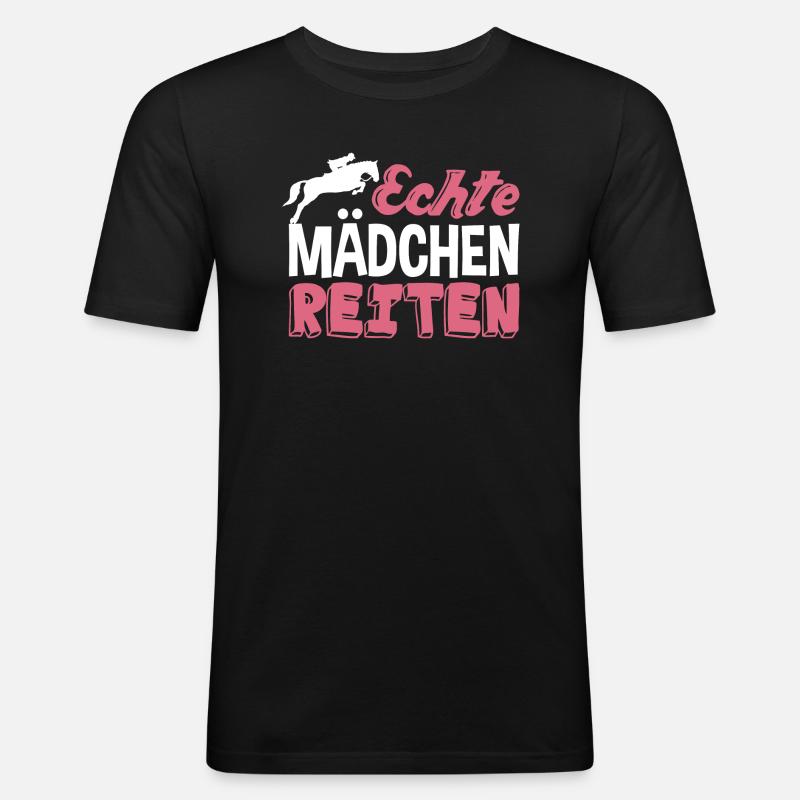 Echte Mädchen reiten - Männer Slim Fit T-Shirt - Schwarz