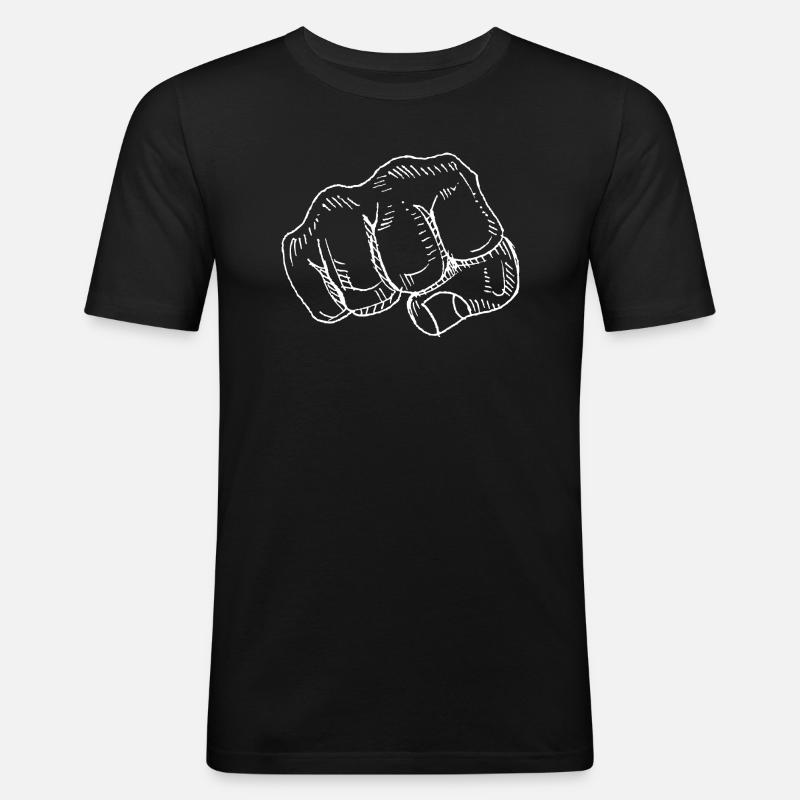 Faust Hand Comic Aggression - Männer Slim Fit T-Shirt - Schwarz