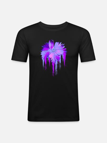Fleur pourpre - T-shirt près du corps Homme - noir