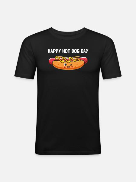 Happy hot dog day - Men's Slim Fit T-Shirt - black