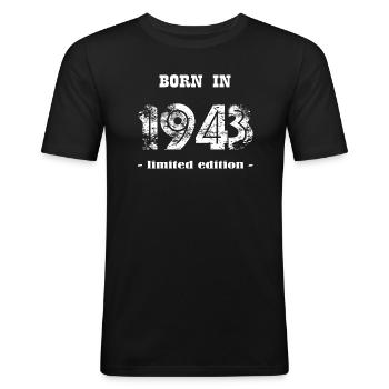 Born in 1943 - limited edition - Männer Slim Fit T-Shirt - Schwarz - Vorne - Nik (191cm)