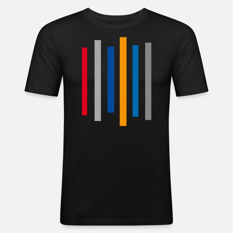 Farben Streifen - Männer Slim Fit T-Shirt - Schwarz