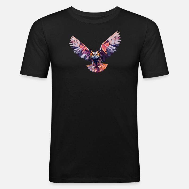 GEOMETRISCHE EULE, ABSTRAKTE EULENKUNST - Männer Slim Fit T-Shirt - Schwarz