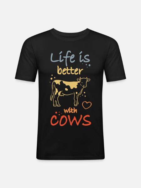 Cow lovers - Men's Slim Fit T-Shirt - black