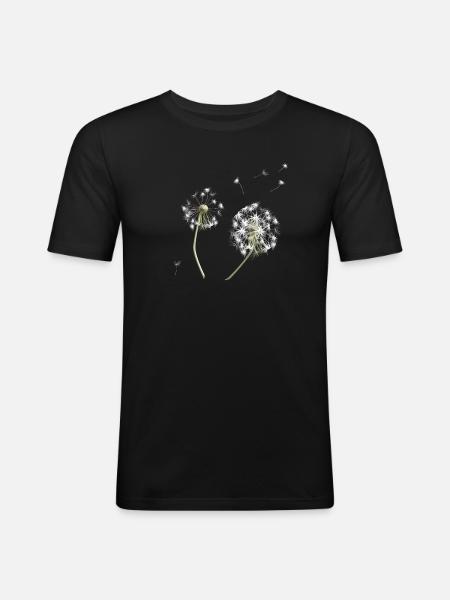 White dandelion silhouette - Men's Slim Fit T-Shirt - black