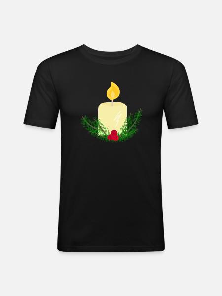 Burning New Year candle - Men's Slim Fit T-Shirt - black