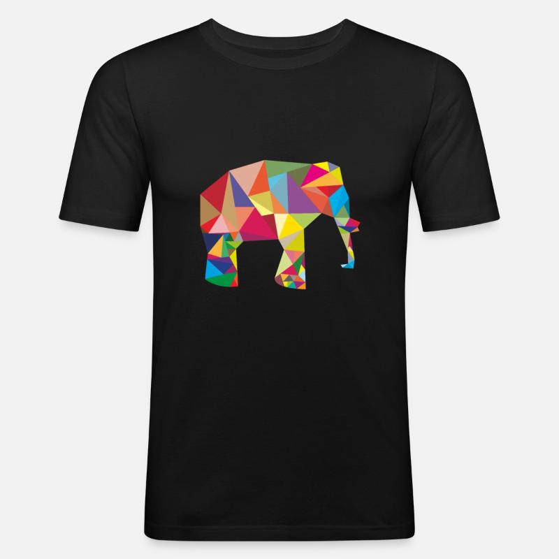 elefant - Männer Slim Fit T-Shirt - Schwarz