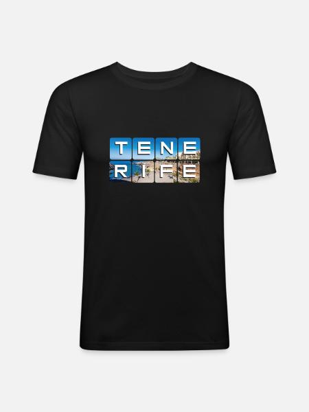 Teneriffa - Männer Slim Fit T-Shirt - Schwarz