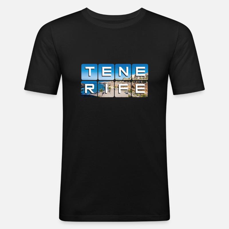 Teneriffa - Männer Slim Fit T-Shirt - Schwarz