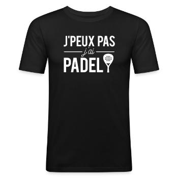 J'peux pas j'ai padel humour sport padel tennis - T-shirt près du corps Homme - noir - Devant - Nik (191cm)