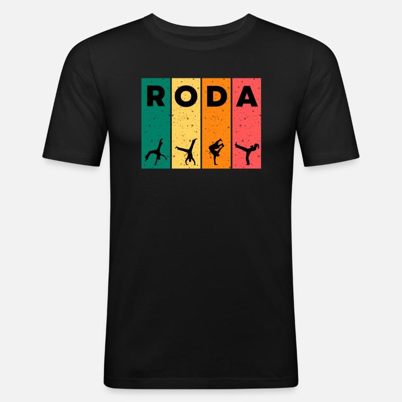 RODA T-Shirt | Capoeira Design - Männer Slim Fit T-Shirt - Schwarz