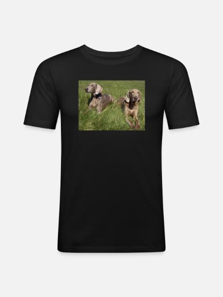 Delta mit Freund - Männer Slim Fit T-Shirt - Schwarz