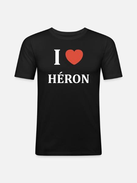 i love Héron - T-shirt près du corps Homme - noir