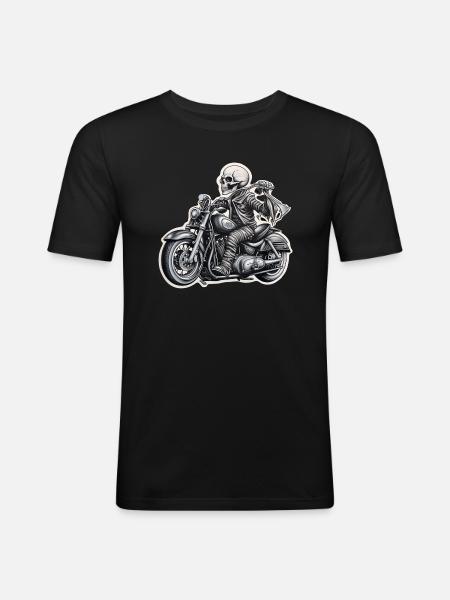 Skeleton on motorcycle - Men's Slim Fit T-Shirt - black