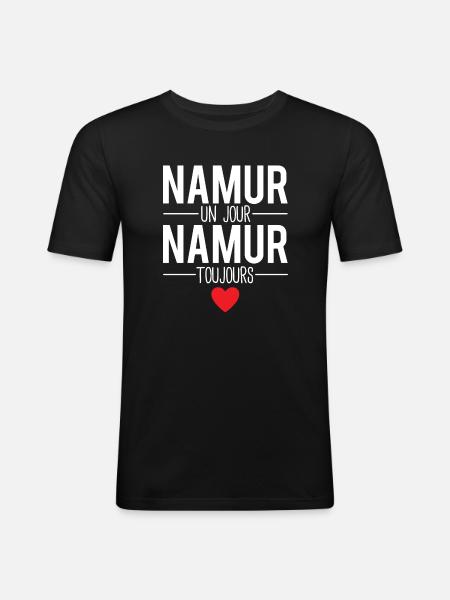Namur un jour namur toujours cadeau namurois - T-shirt près du corps Homme - noir