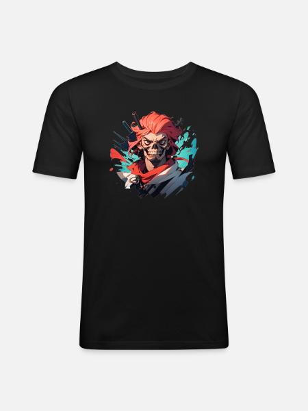 Pirat - Männer Slim Fit T-Shirt - Schwarz