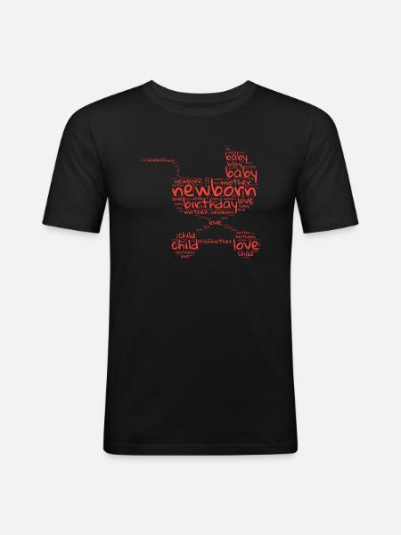 newborn red motif - Men's Slim Fit T-Shirt - black
