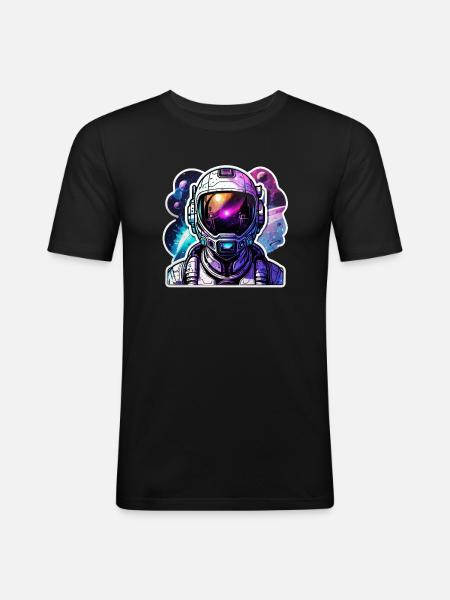 Astronaut & Galaxy Helmet - Men's Slim Fit T-Shirt - black
