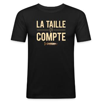 La taille ça compte blague pêche pêcheur humour - T-shirt près du corps Homme - noir - Devant - Nik (191cm)