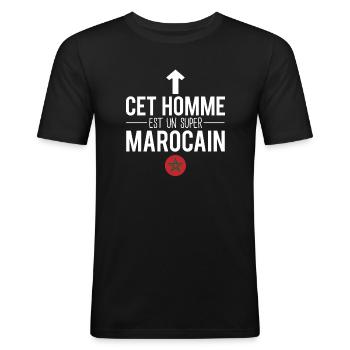 Cet homme est un super marocain maroc humour - T-shirt près du corps Homme - noir - Devant - Nik (191cm)