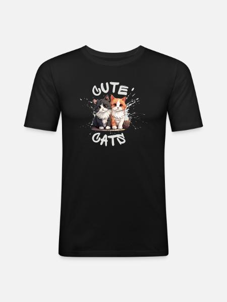 Cute Cats - Men's Slim Fit T-Shirt - black