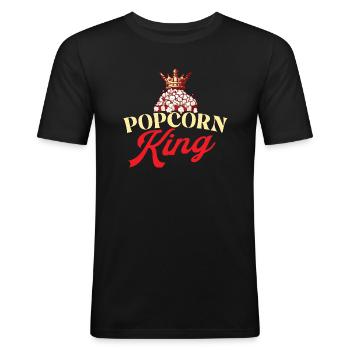 Popcorn King - Popped Corn Kernel Snack Fan - Men's Slim Fit T-Shirt - black - Front - Nik (191cm)