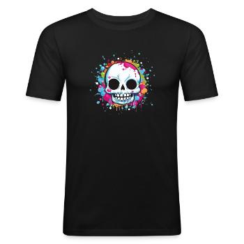 Skull - Männer Slim Fit T-Shirt - Schwarz - Vorne - Nik (191cm)