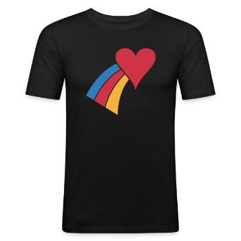 Coeur Arc-en-Ciel - T-shirt près du corps Homme - noir - Devant - Nik (191cm)