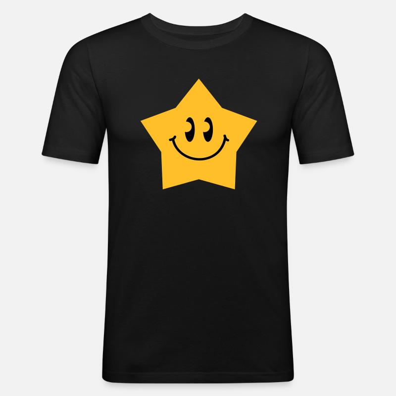 star_smiley_c2 - T-shirt près du corps Homme - noir