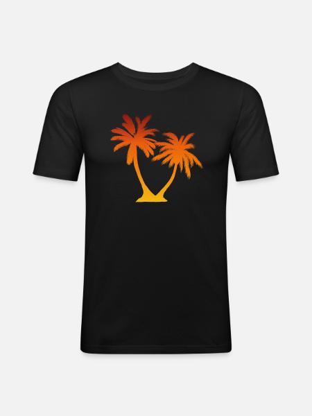 Palm Tree Sunset - Men's Slim Fit T-Shirt - black