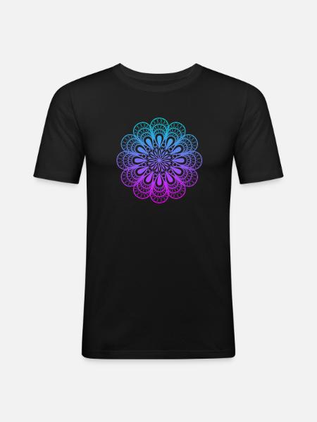 Mandala - Männer Slim Fit T-Shirt - Schwarz