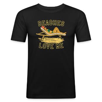 Les plages m’aiment - T-shirt près du corps Homme - noir - Devant - Nik (191cm)