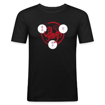 T-Shirt Shotokan Karate - Kihon Kata Kumite - Men's Slim Fit T-Shirt - black - Front - Nik (191cm)