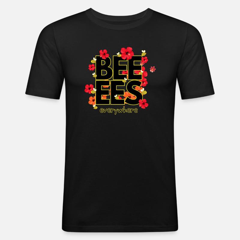 Beeees are everywhere Design - Männer Slim Fit T-Shirt - Schwarz
