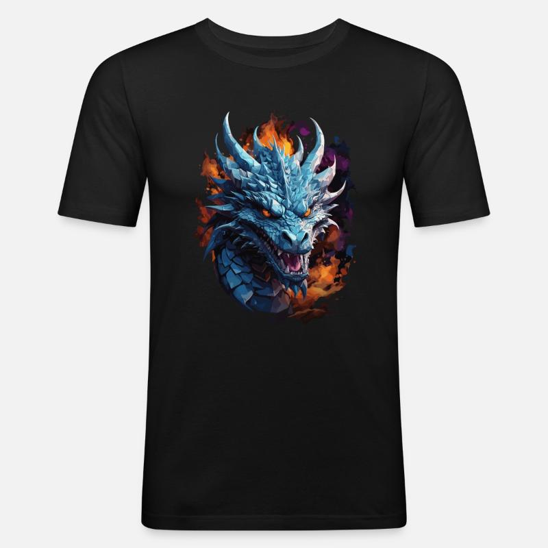 Finsterer Drache - Schattenmystik - Männer Slim Fit T-Shirt - Schwarz