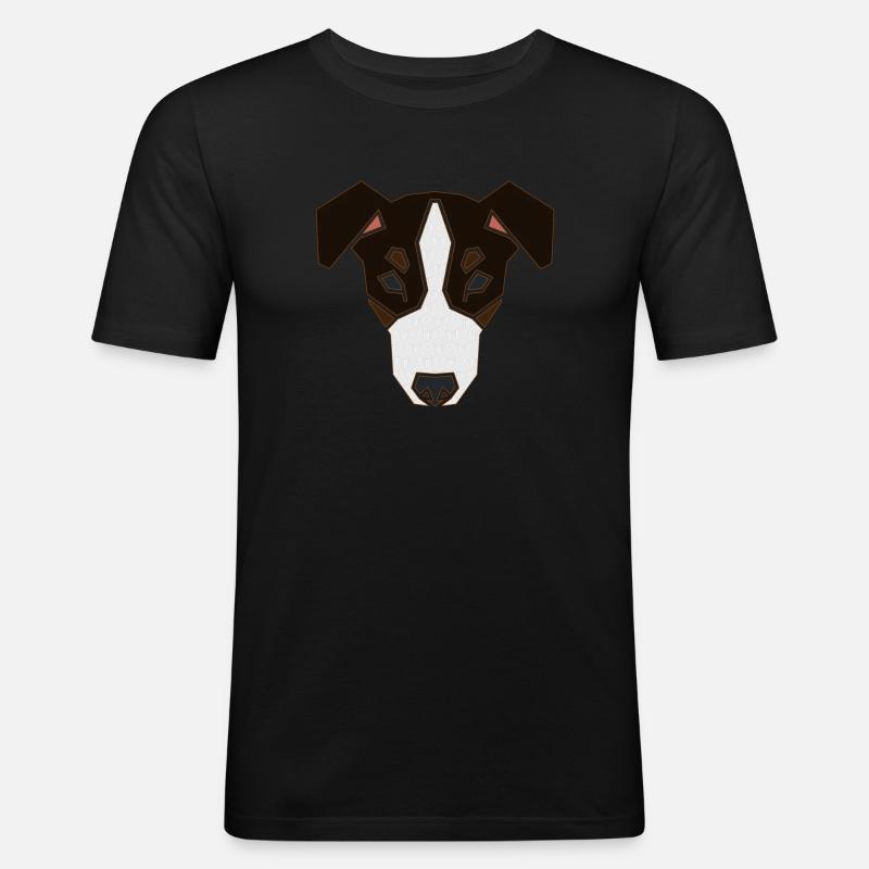 Jack Russell Faces 4a - Männer Slim Fit T-Shirt - Schwarz