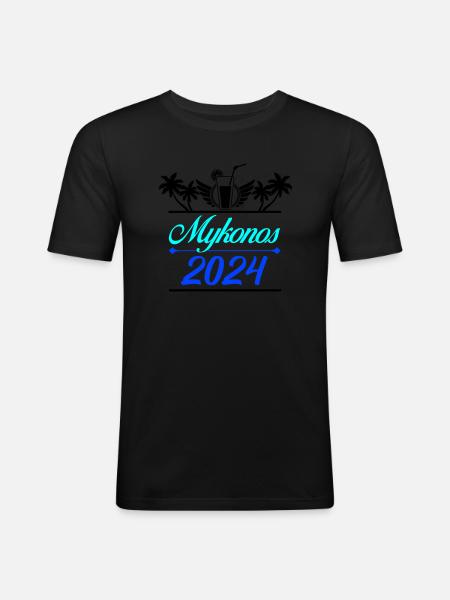 Mykonos 2024 - Men's Slim Fit T-Shirt - black