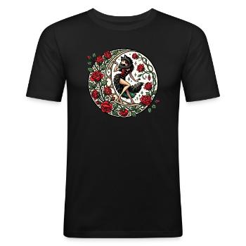 Pin-up Loup - T-shirt près du corps Homme - noir - Devant - Nik (191cm)