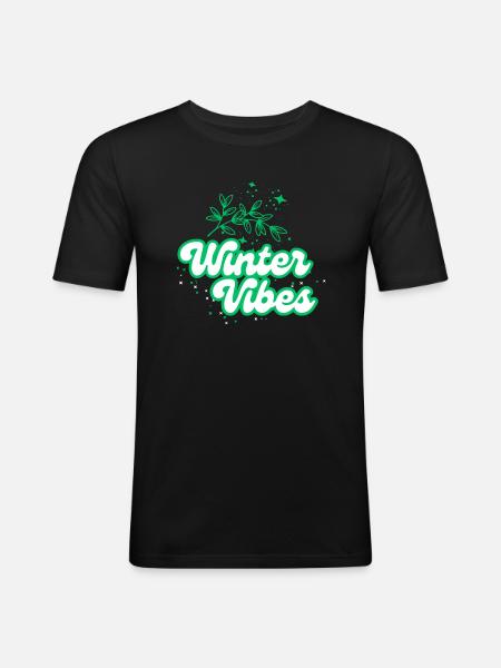 Winter vibes - Männer Slim Fit T-Shirt - Schwarz