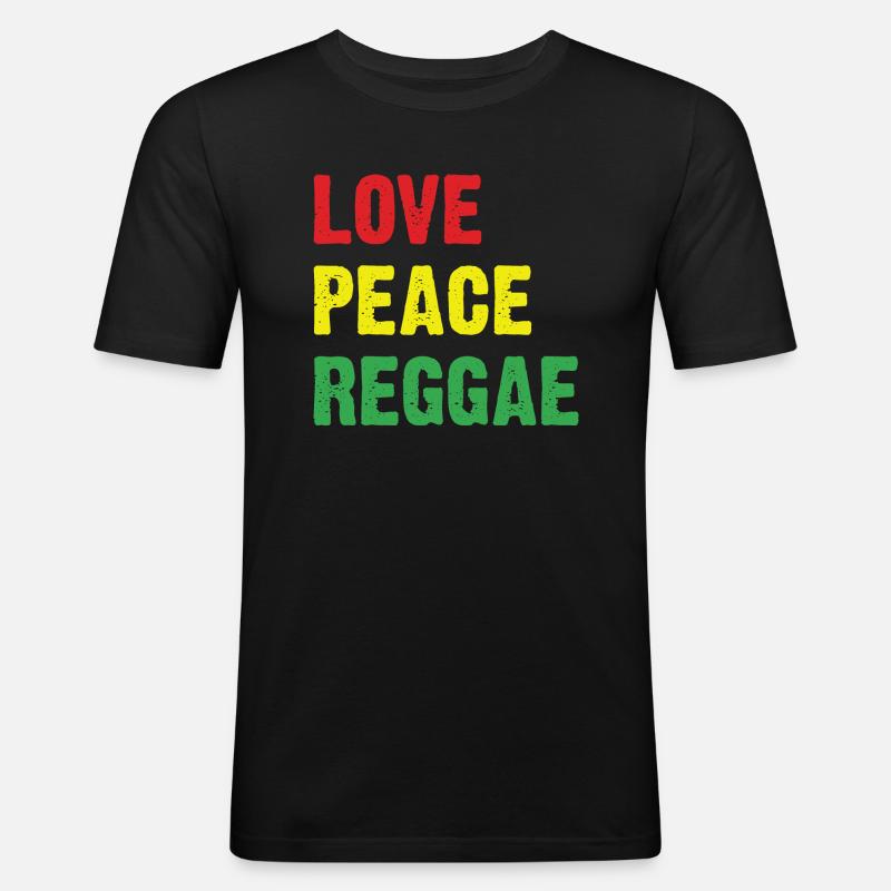 Liebe Frieden Reggae - Männer Slim Fit T-Shirt - Schwarz