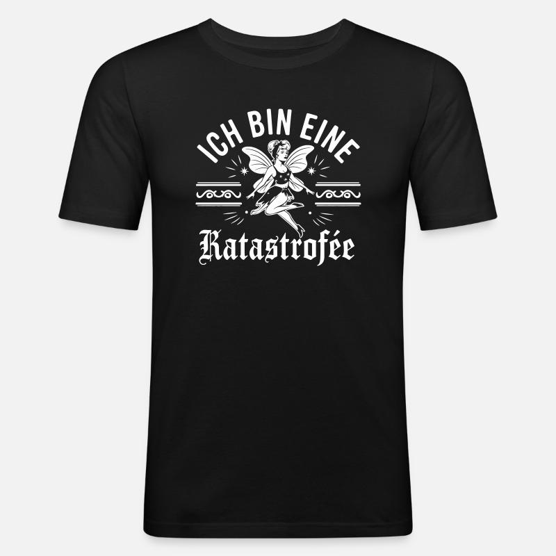 Ich bin eine Katastrophe - Männer Slim Fit T-Shirt - Schwarz